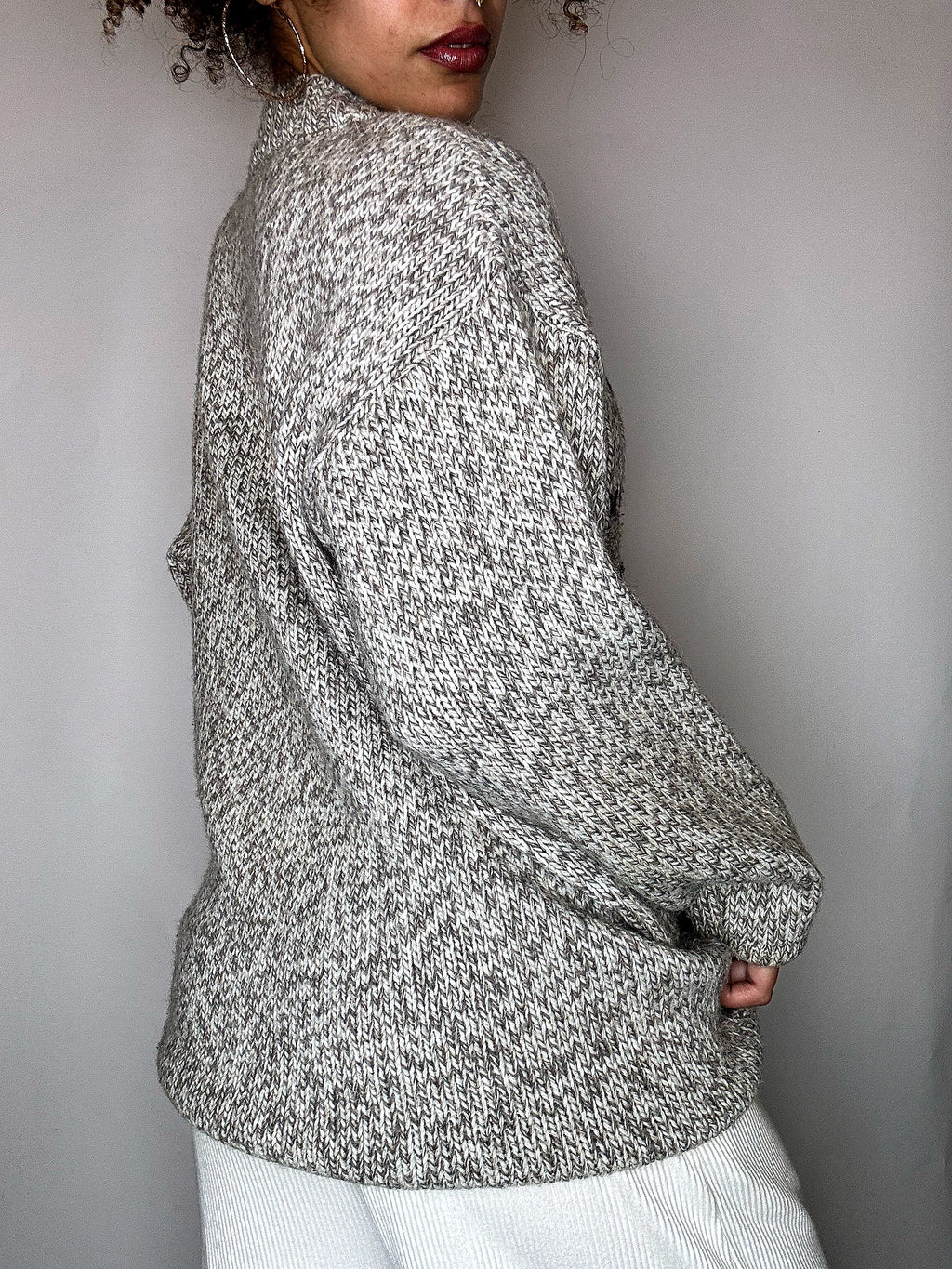 Pull à franges beige M vintage