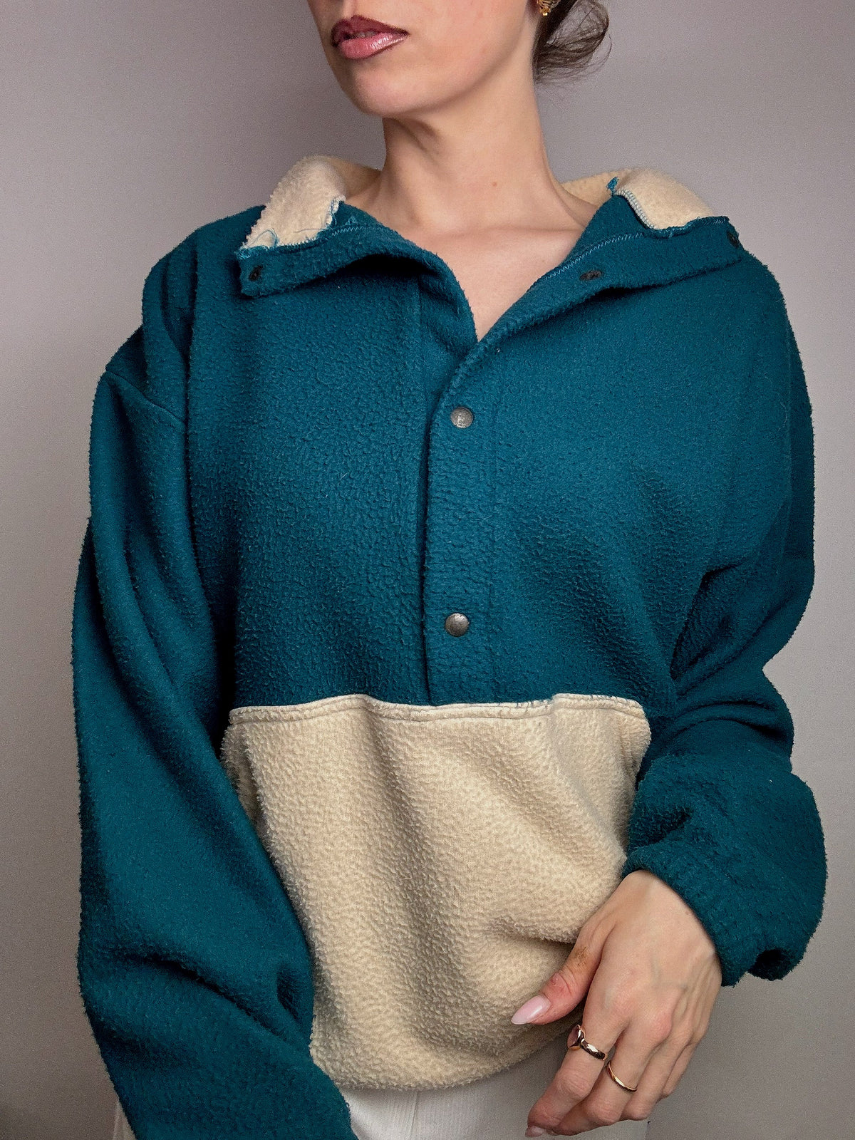 Polaire bicolore oversize XL vintage