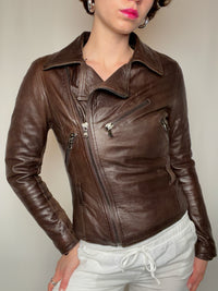 Perfecto en cuir brun S vintage