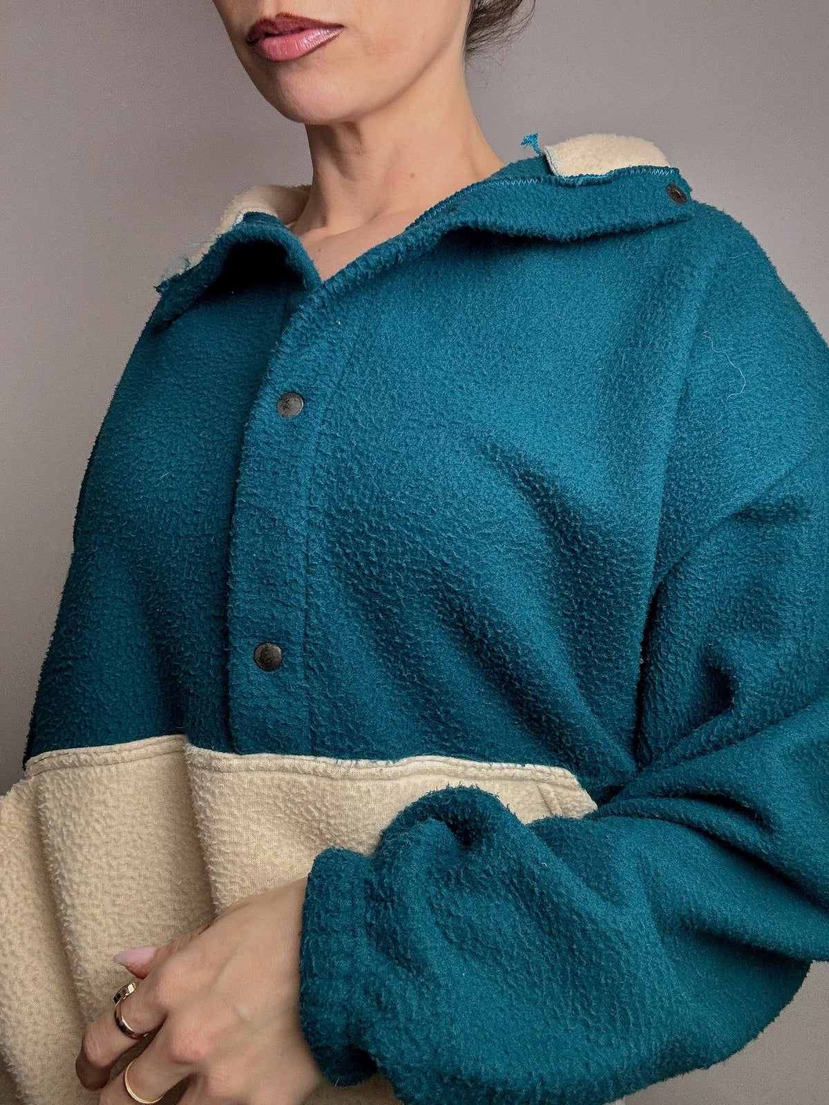 Polaire bicolore oversize XL vintage