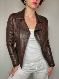 Perfecto en cuir brun S vintage