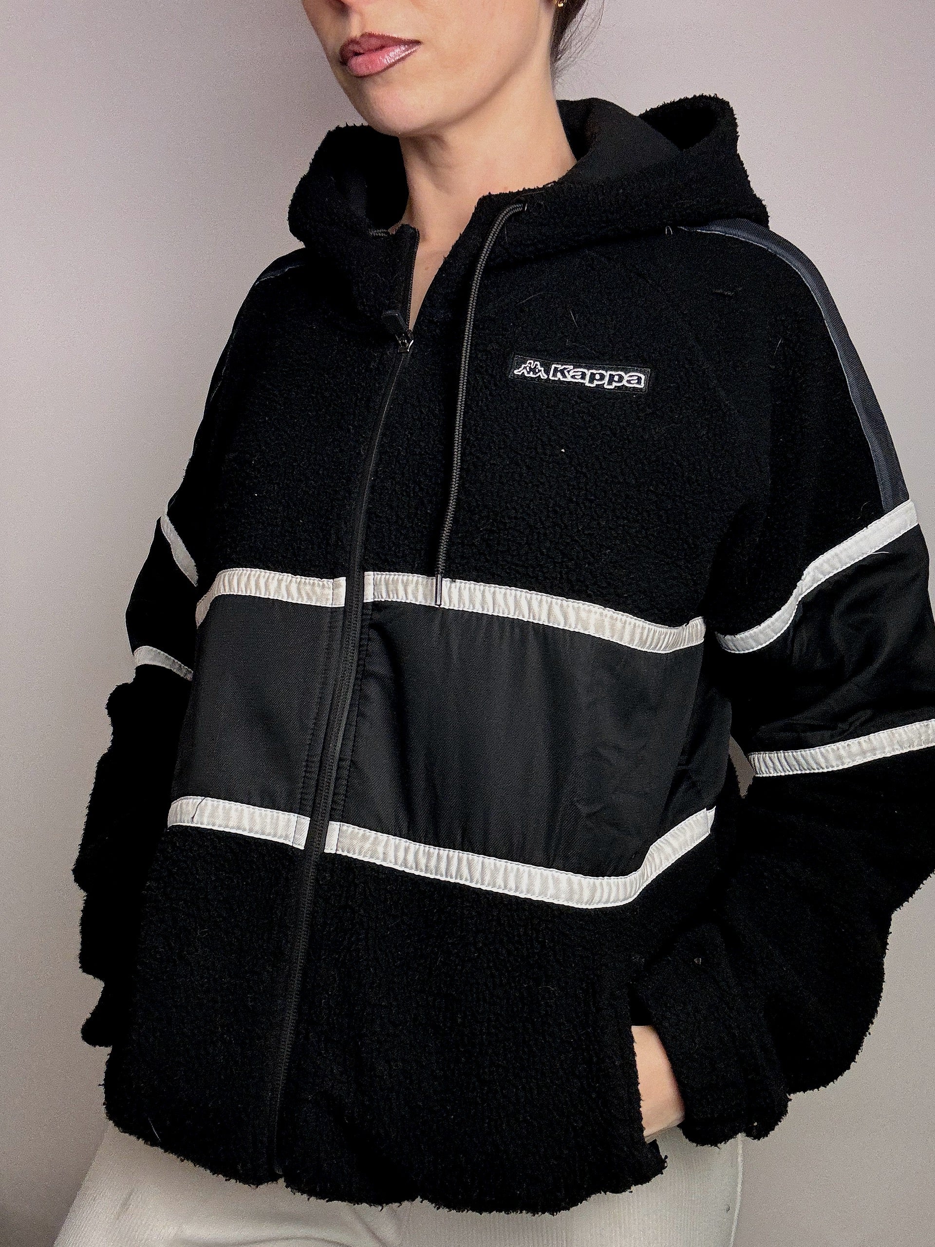 KAPPA M vintage black thick zip-up fleece