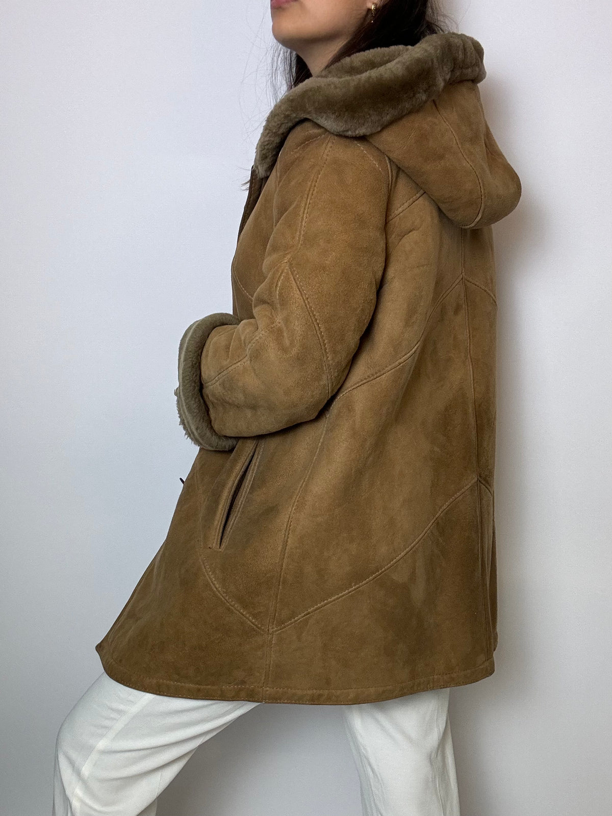 Lammfellmantel mit Kapuze M