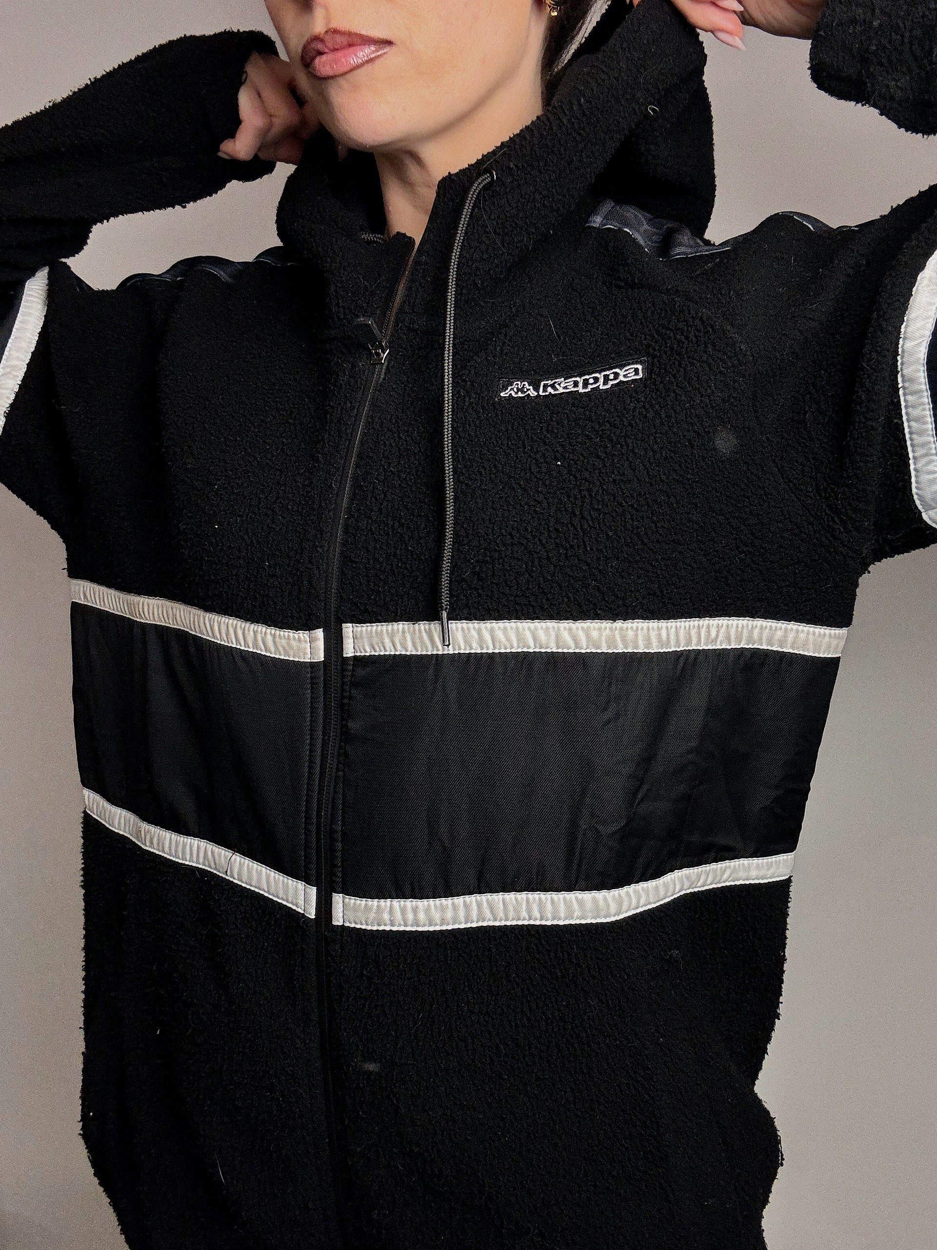 KAPPA M vintage black thick zip-up fleece