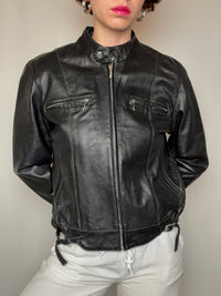 Veste en cuir noire S vintage