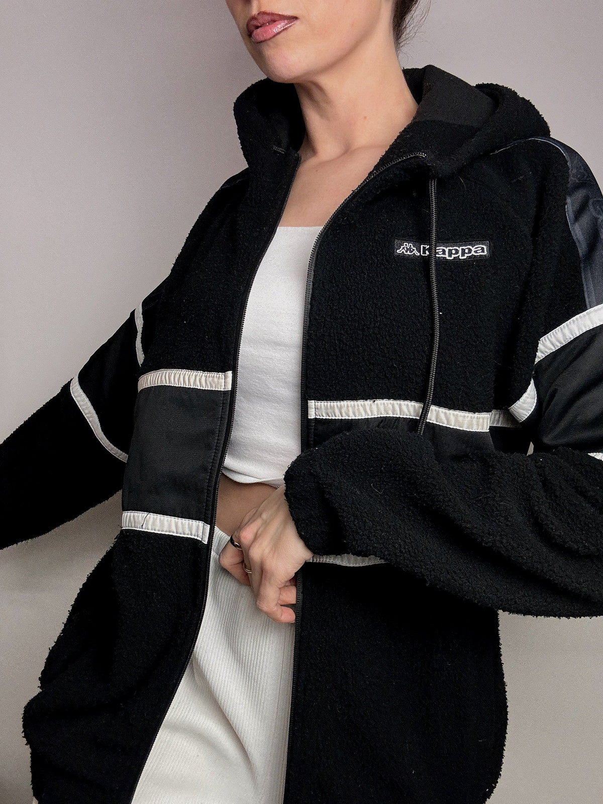 KAPPA M vintage black thick zip-up fleece