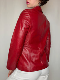 Vintage roter Lederblazer Größe S