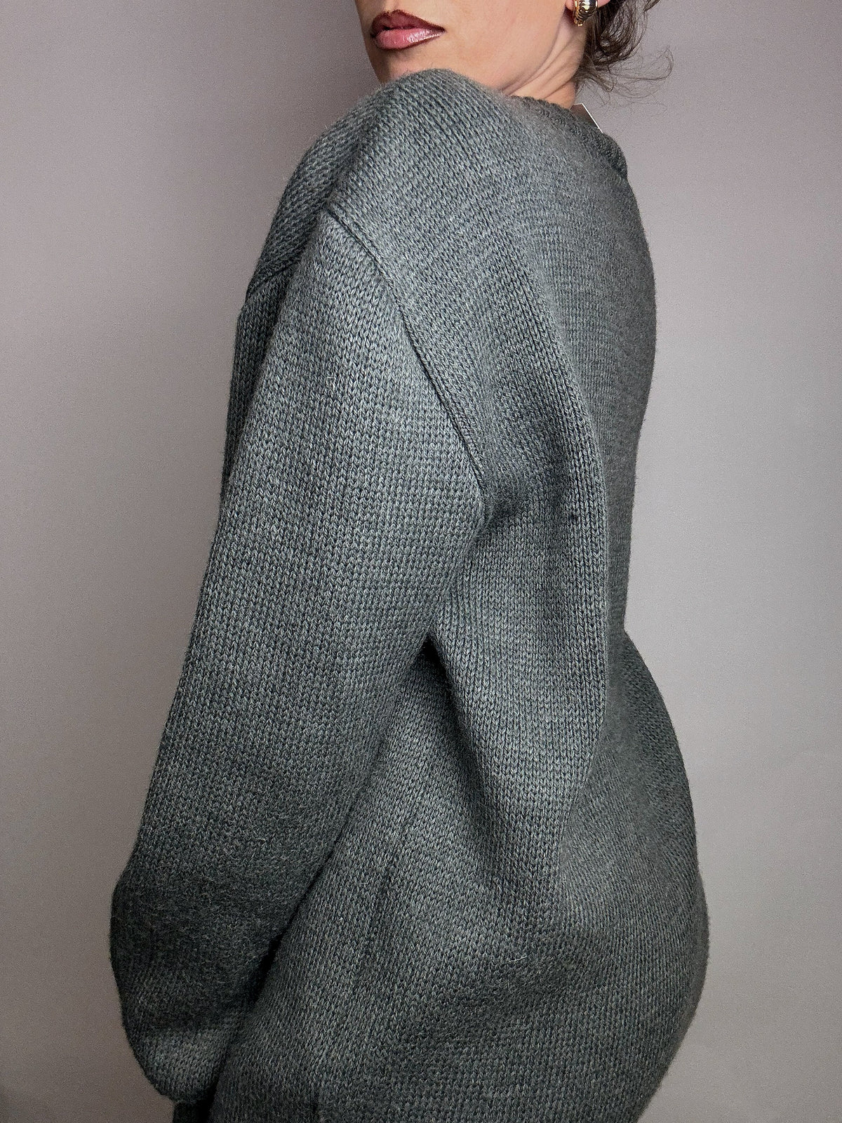 Vintage XL water green zip-neck knit sweater