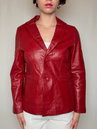 Vintage roter Lederblazer Größe S