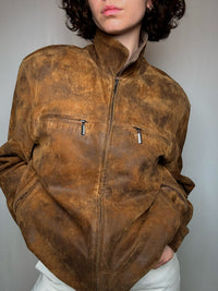 Veste en cuir texturée L vintage