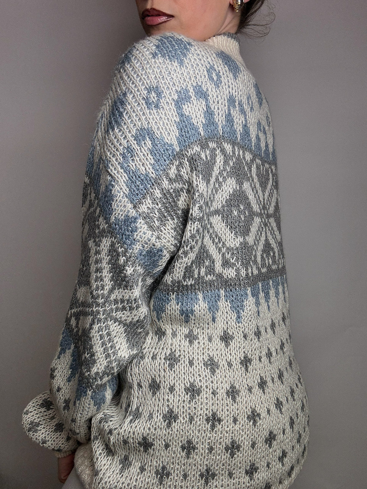 Vintage L-pattern knit crew neck sweater