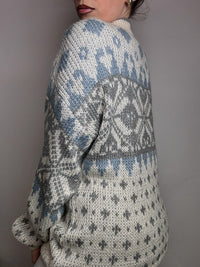 Vintage L-pattern knit crew neck sweater