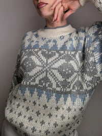 Vintage L-pattern knit crew neck sweater