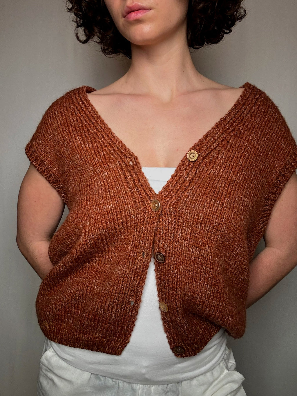 Gilet en maille camel M vintage