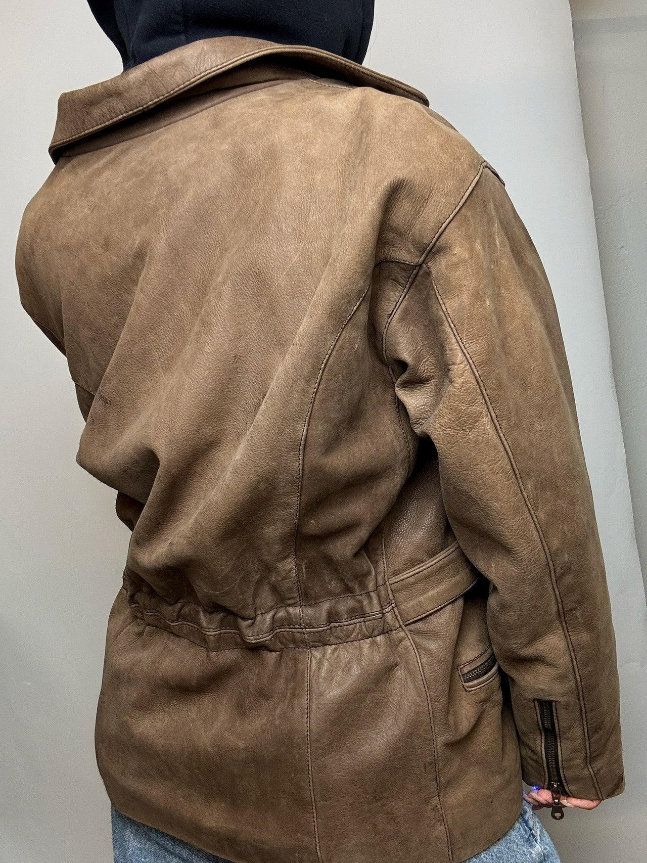 Perfecto en cuir brun/taupe L vintage