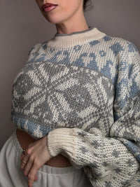 Vintage L-pattern knit crew neck sweater