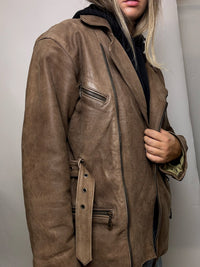 Perfecto en cuir brun/taupe L vintage
