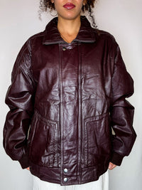 Vintage-Lederjacke in Burgunderrot, Größe L/XL
