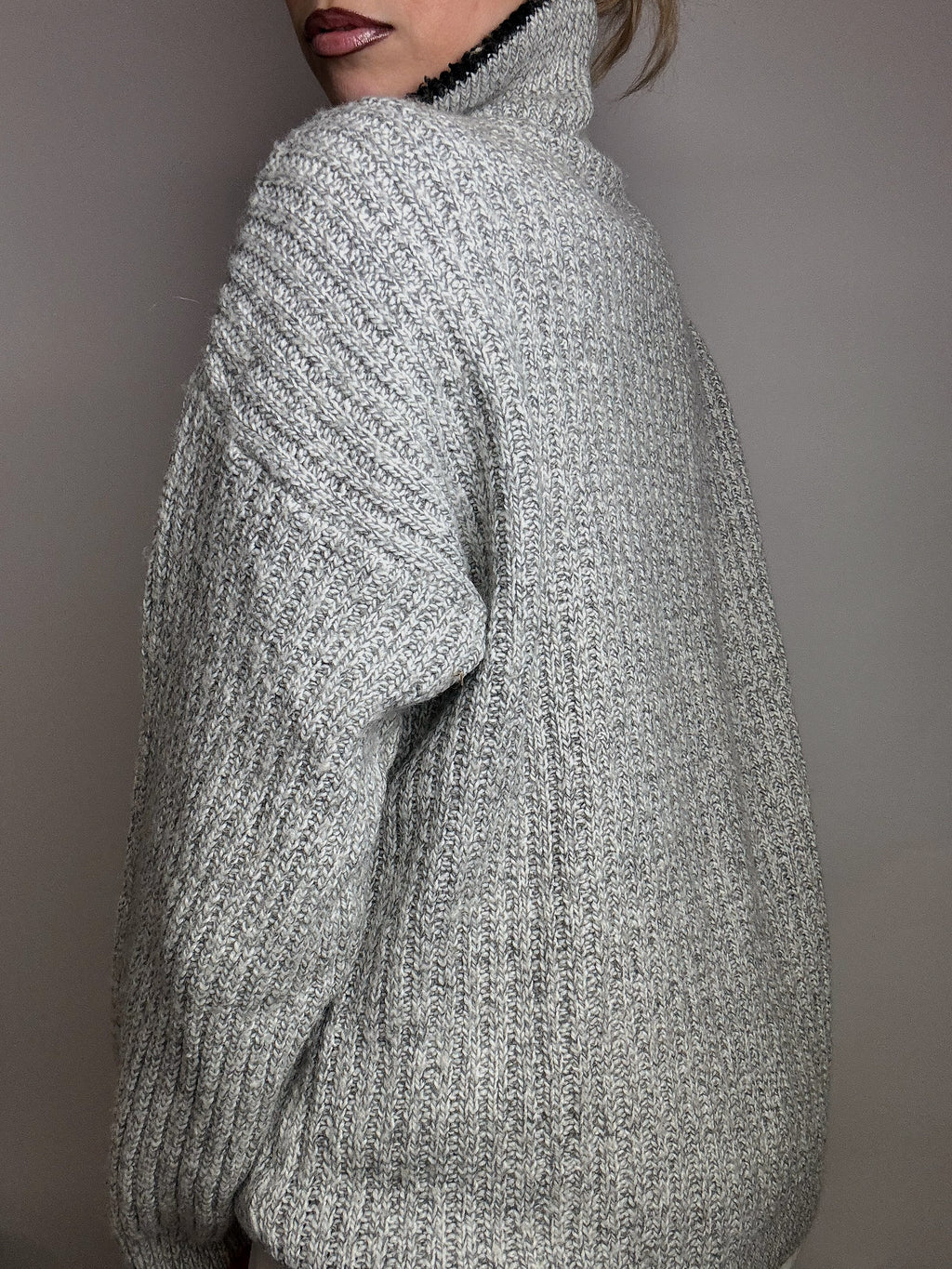 Vintage XL grey knit turtleneck sweater