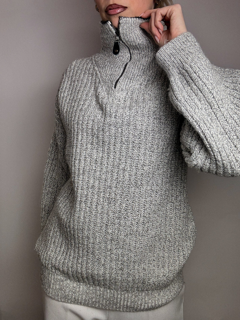 Vintage XL grey knit turtleneck sweater