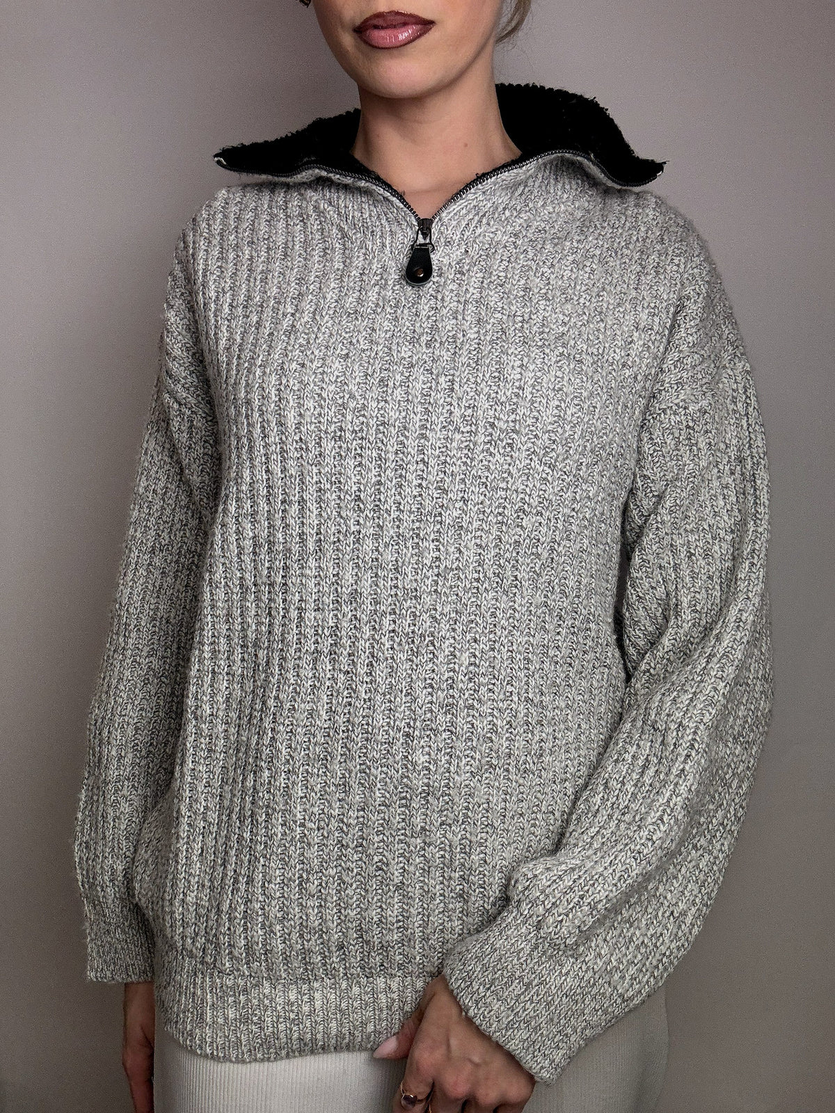 Vintage XL grey knit turtleneck sweater