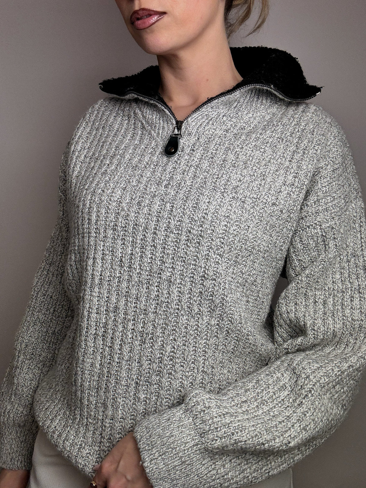 Vintage XL grey knit turtleneck sweater