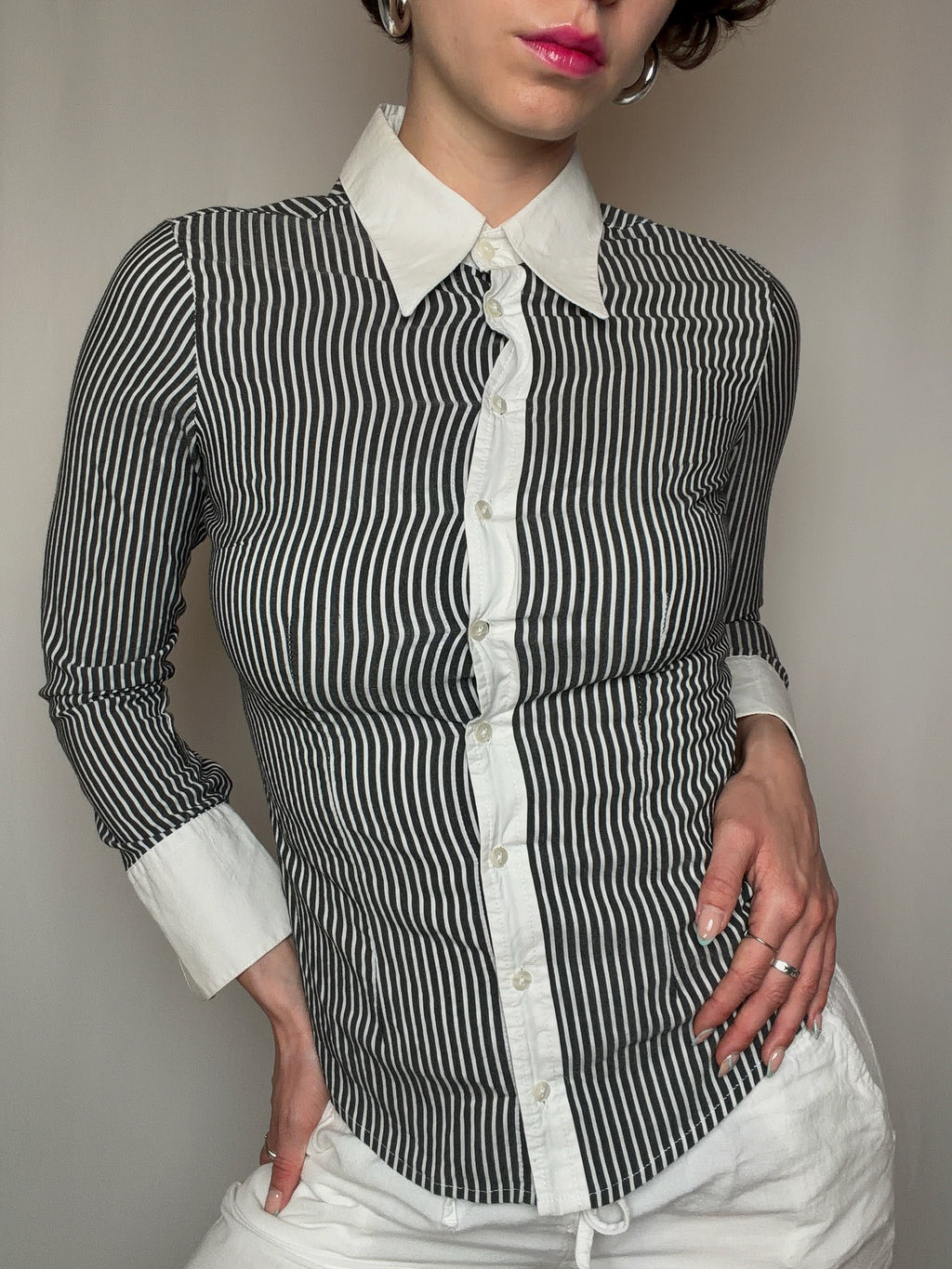 Chemise cintrée à rayure S vintage