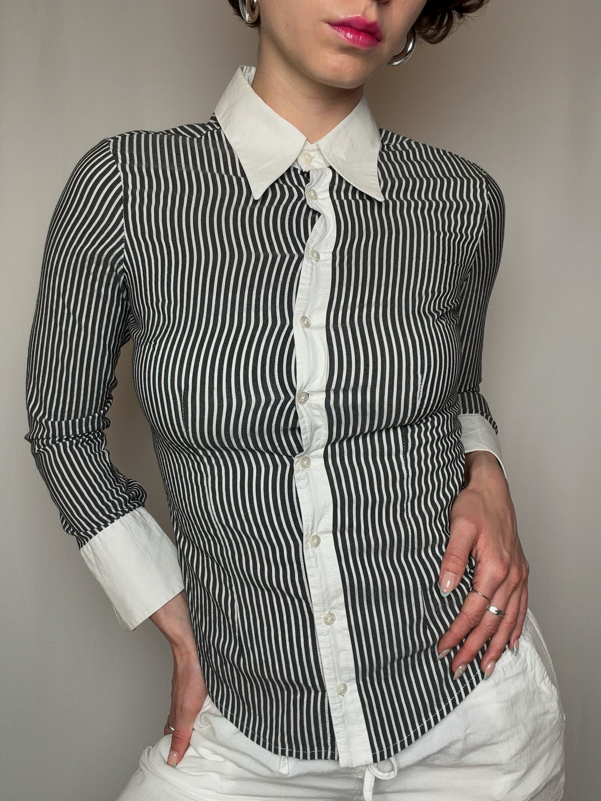 Chemise cintrée à rayure S vintage