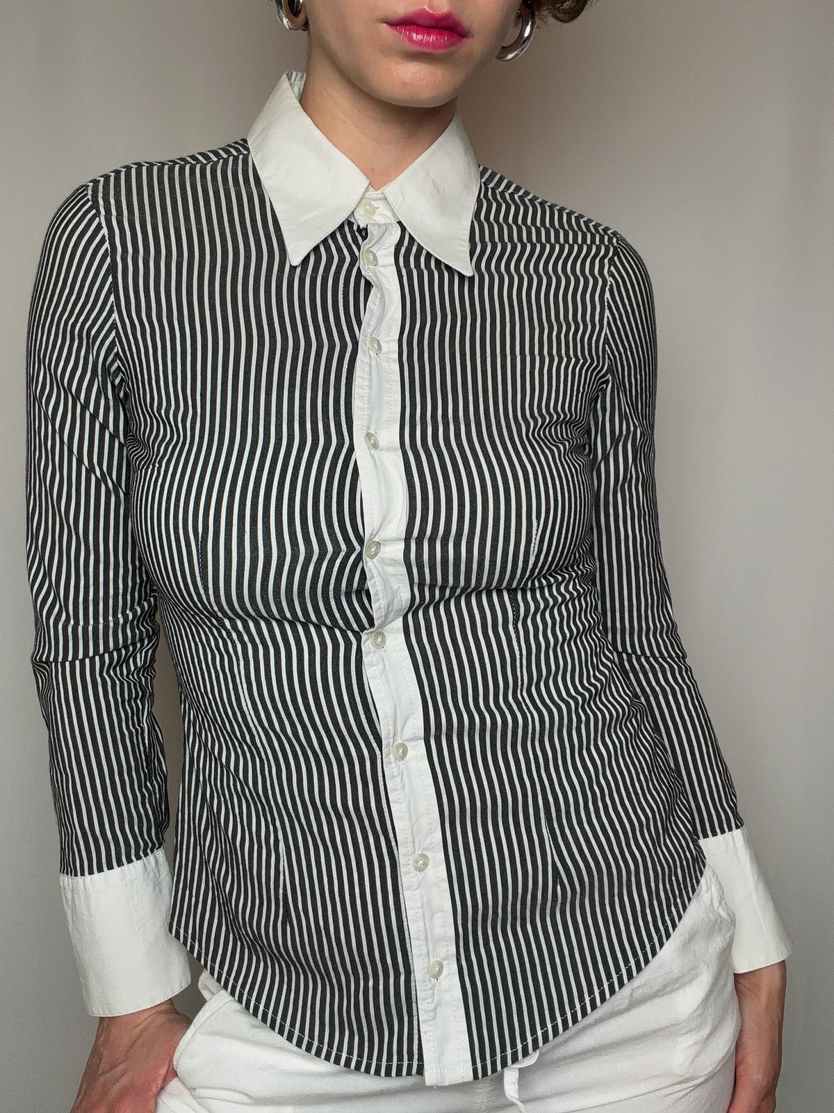 Chemise cintrée à rayure S vintage