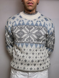 Vintage L-pattern knit crew neck sweater