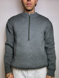 Vintage XL water green zip-neck knit sweater