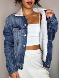 Sherpa denim jacket RIFLE XL vintage