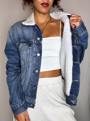 Sherpa denim jacket RIFLE XL vintage