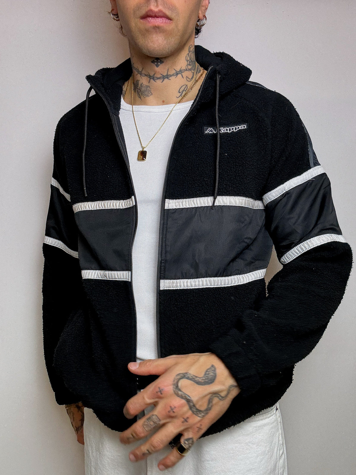 KAPPA M vintage black thick zip-up fleece