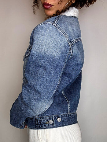 Sherpa denim jacket RIFLE XL vintage