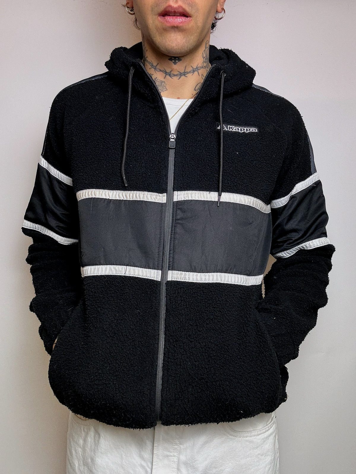 KAPPA M vintage black thick zip-up fleece