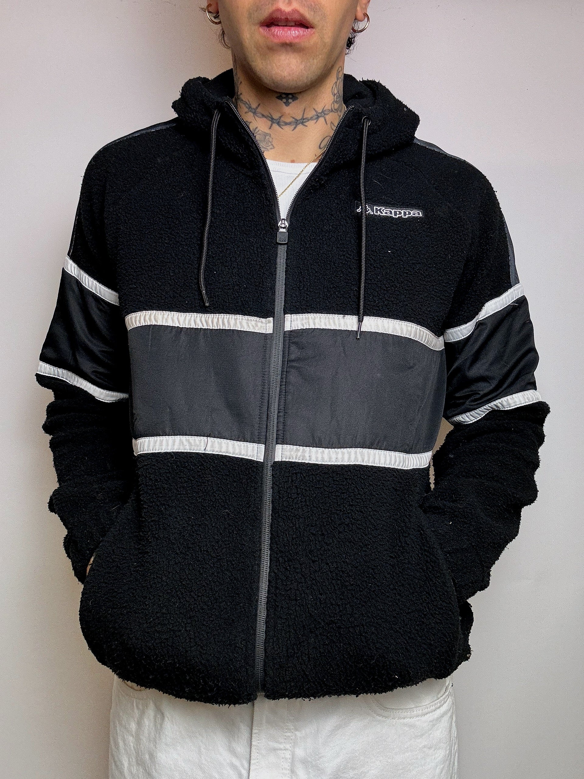 KAPPA M vintage black thick zip-up fleece