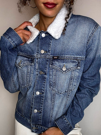 Sherpa denim jacket RIFLE XL vintage
