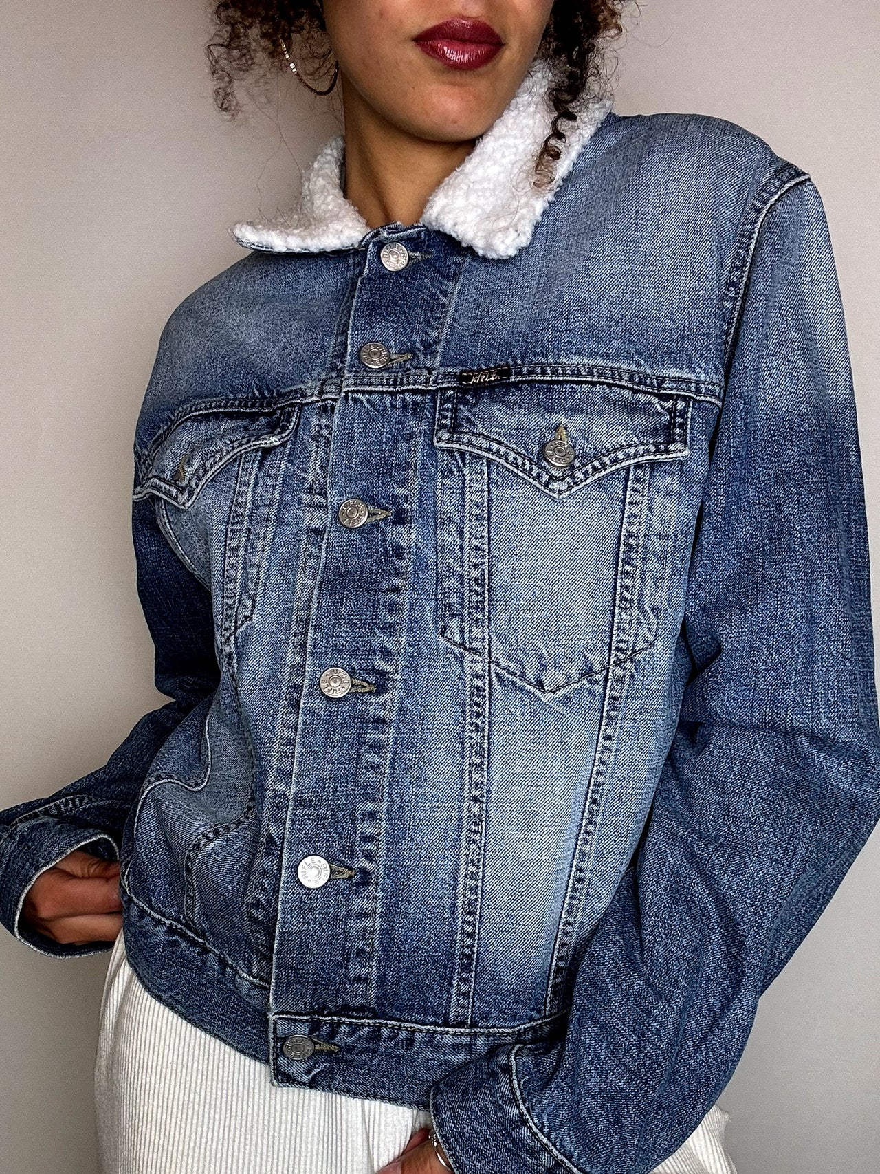Sherpa denim jacket RIFLE XL vintage