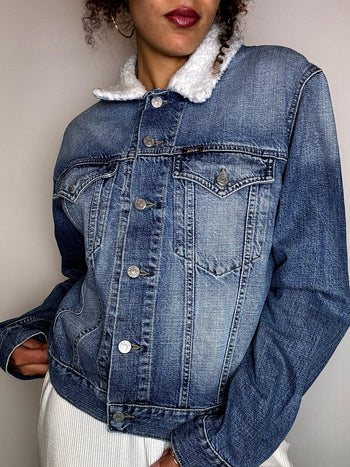 Sherpa denim jacket RIFLE XL vintage