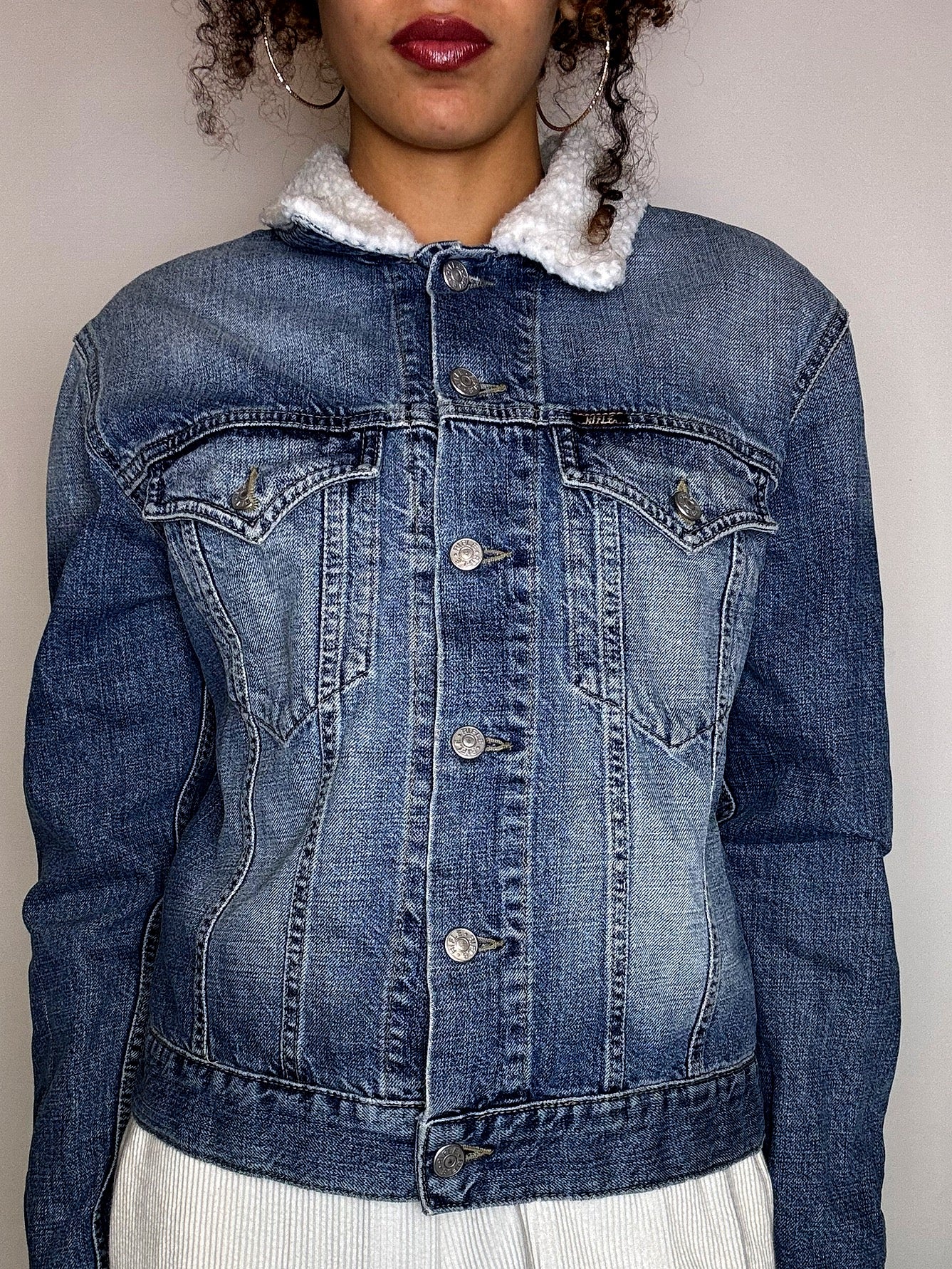 Sherpa denim jacket RIFLE XL vintage