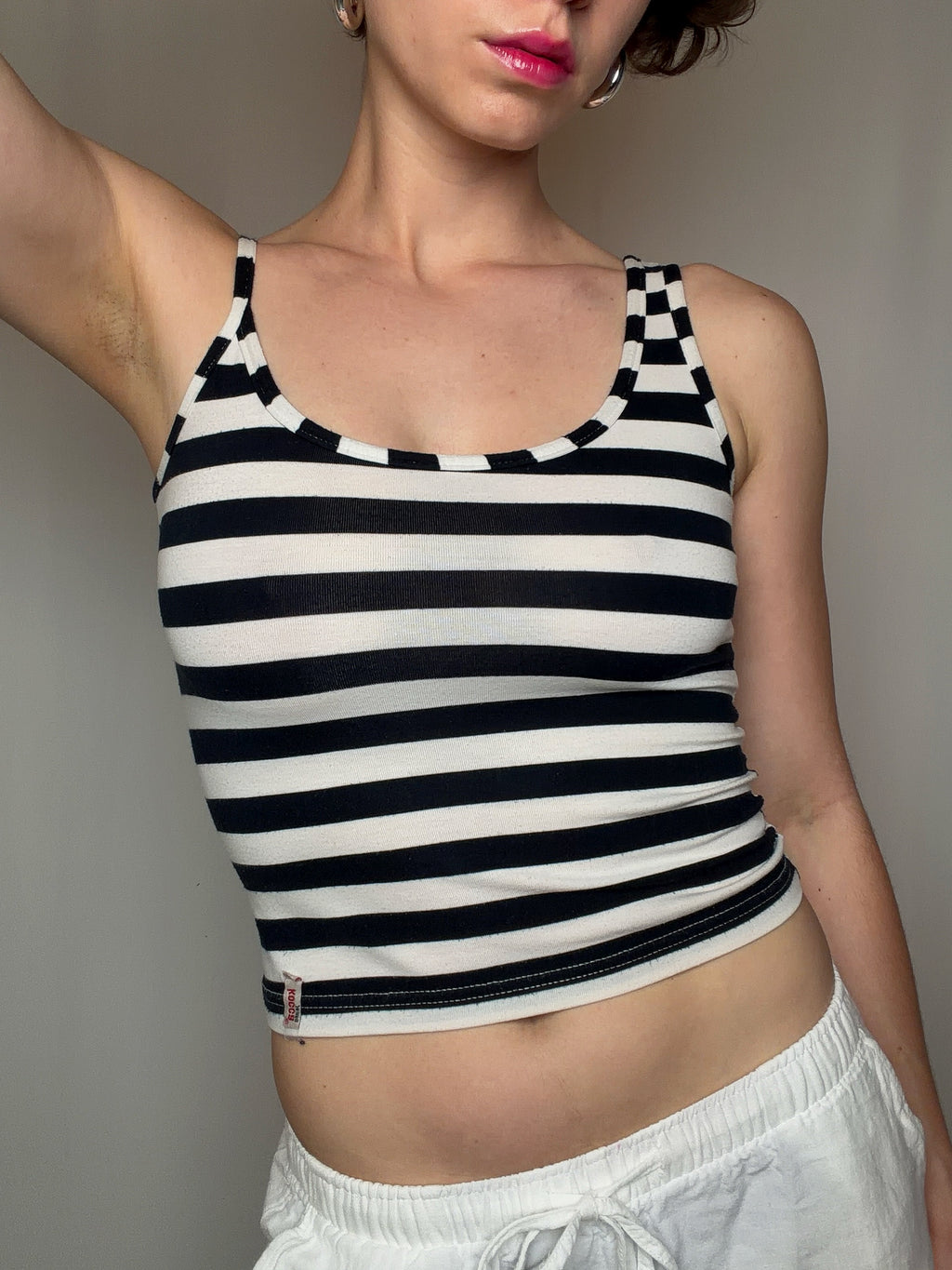 Black and white striped asymmetric top S vintage