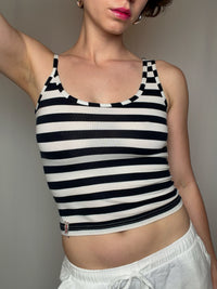 Black and white striped asymmetric top S vintage