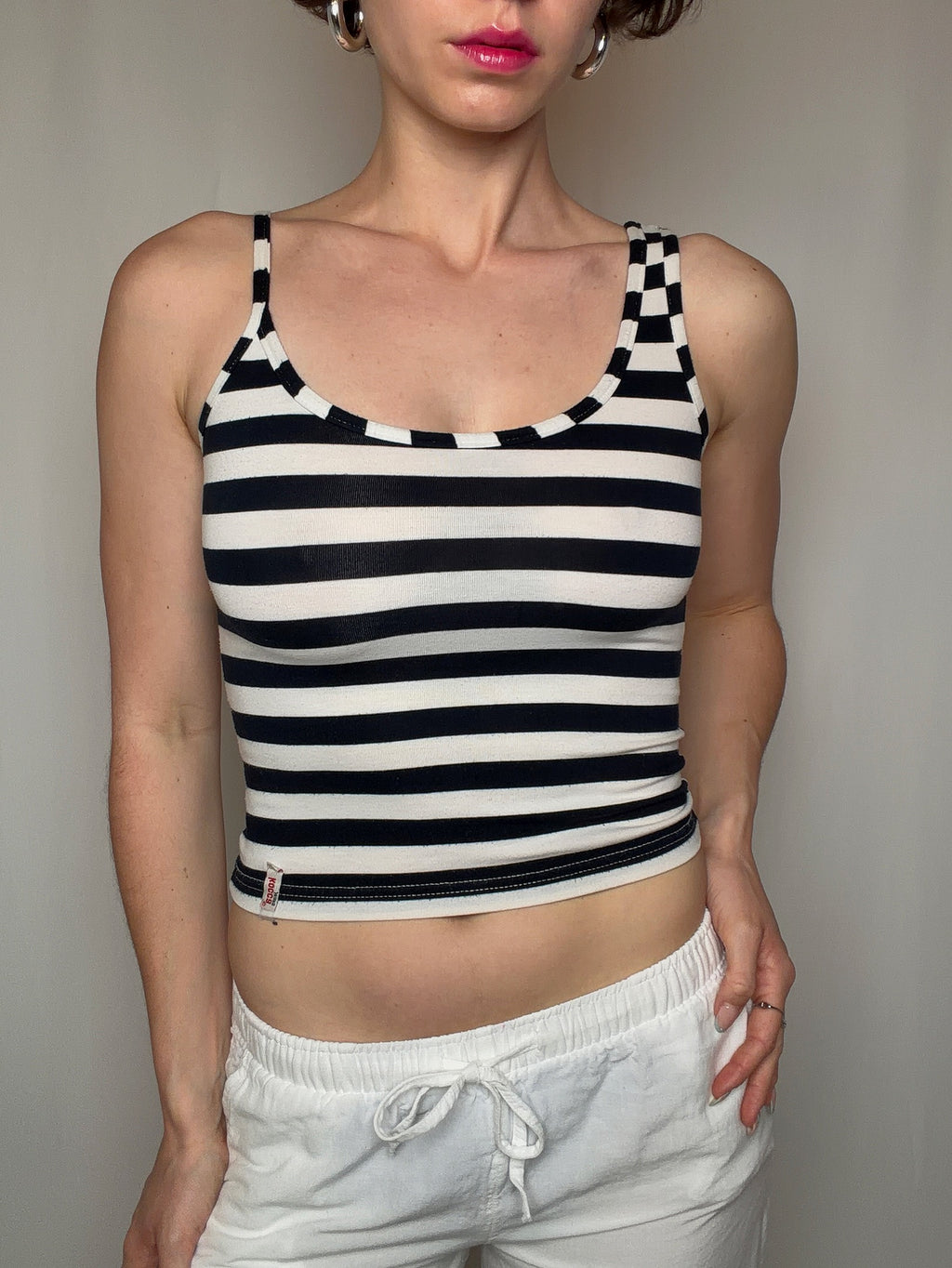 Black and white striped asymmetric top S vintage