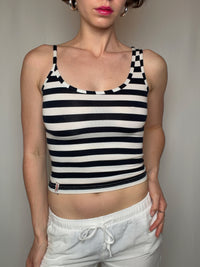 Black and white striped asymmetric top S vintage