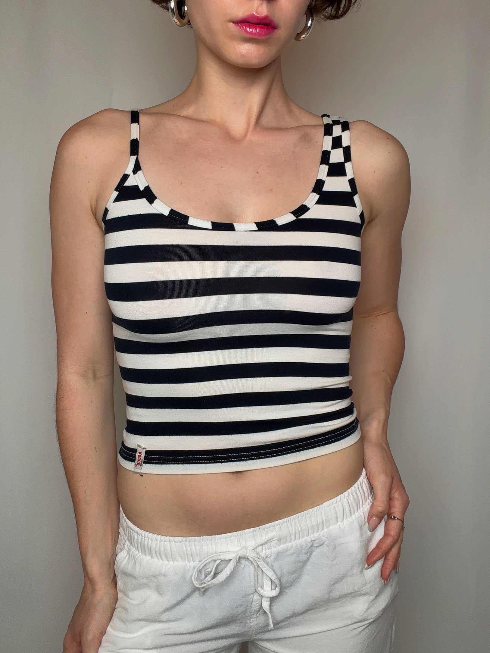 Black and white striped asymmetric top S vintage