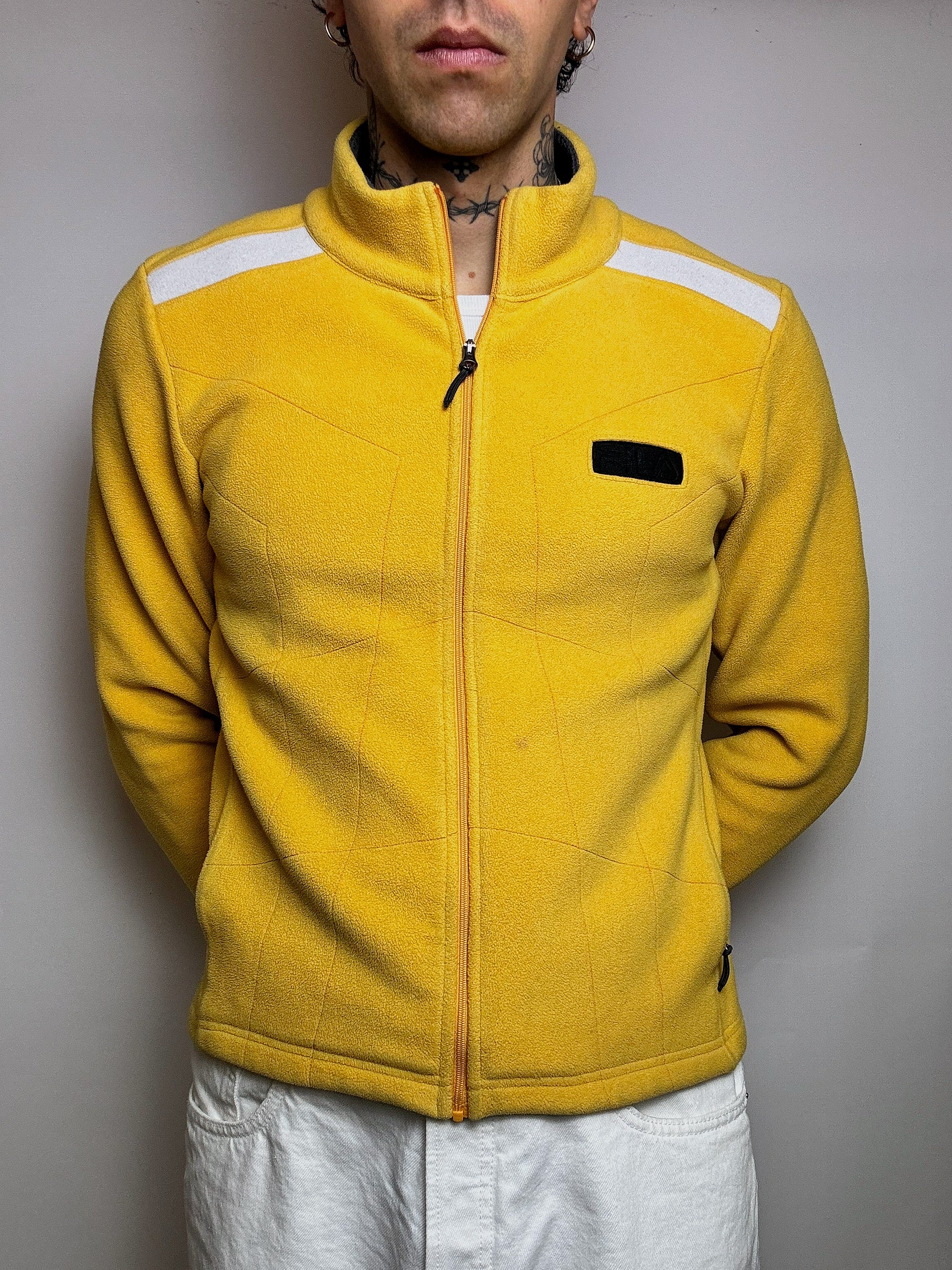 FILA S/M Vintage Gelbes Fleece mit Reißverschluss