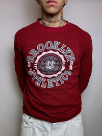 BROOKLYN ATHLETICS M Vintage Rotes Rundhals-Sweatshirt