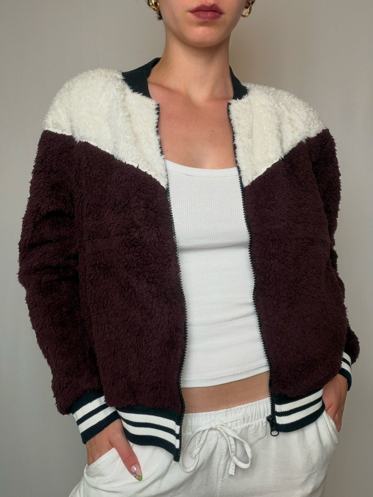 Bomber en fourrure bicolore Nike M vintage