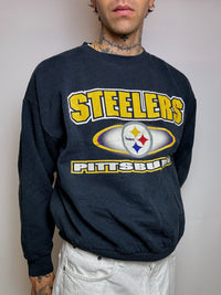 Sweat à col rond gris foncé TULTEX x STEELERS XL vintage